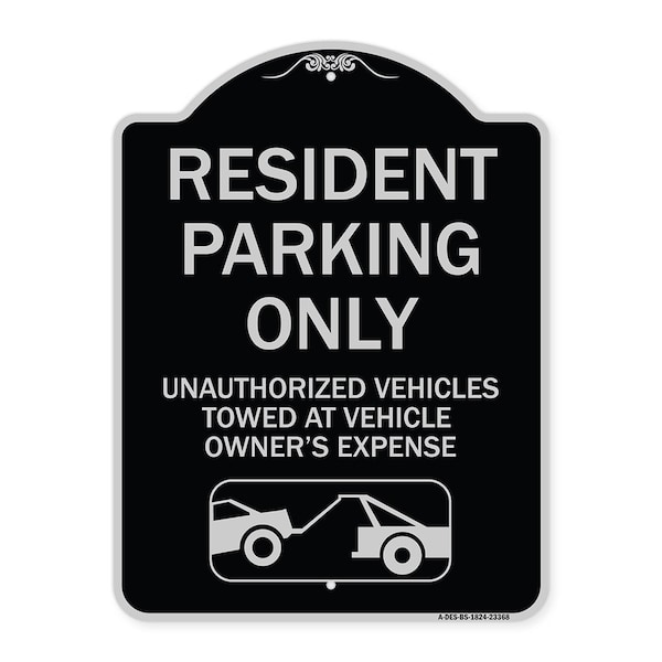 Signmission Parking Restriction Resident Parking Unauthorized Vehicles Towed at Owner Expense, BS-1824-23368 A-DES-BS-1824-23368 - main